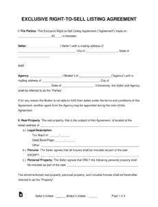 Printable Exclusive Rights Contract Template  Example