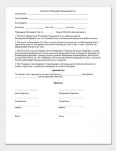 Professional Contract For Photography Services Template Pdf Example