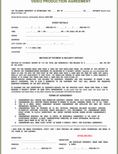 Video Production Agreement Contract Template Excel