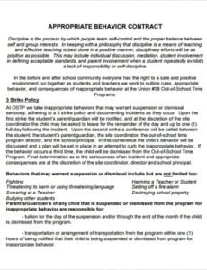 Costum Patient Behavior Contract Template  Sample