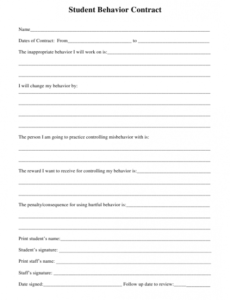 Editable Patient Behavior Contract Template Doc Sample