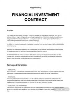 Free Guaranteed Investment Contract Template  Example