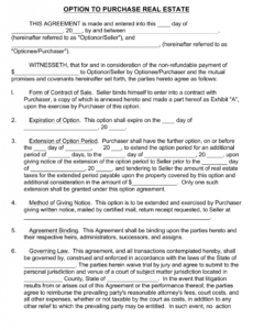 House Purchase Contract Template Word Example