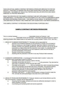 Printable Film Crew Contract Template Doc Example