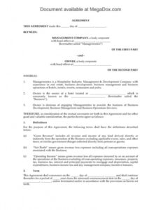 Printable Hotel Accommodation Contract Template Word