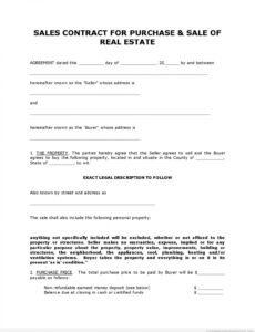 Printable House Purchase Contract Template Pdf Example