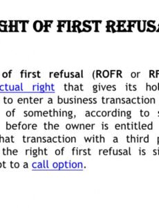 Editable First Right Of Refusal Contract Template  Sample