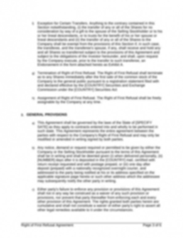 First Right Of Refusal Contract Template