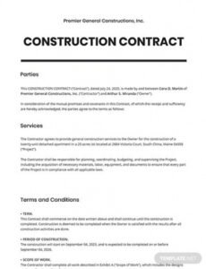 Best Framing Contract Template Excel Sample