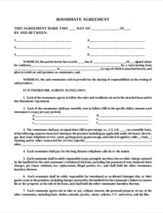 Costum College Roommate Contract Template Pdf