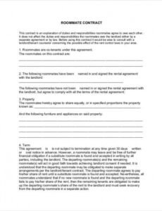 Costum College Roommate Contract Template Pdf Sample