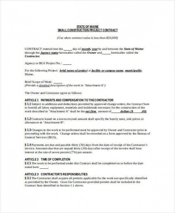 Editable Framing Contract Template Doc