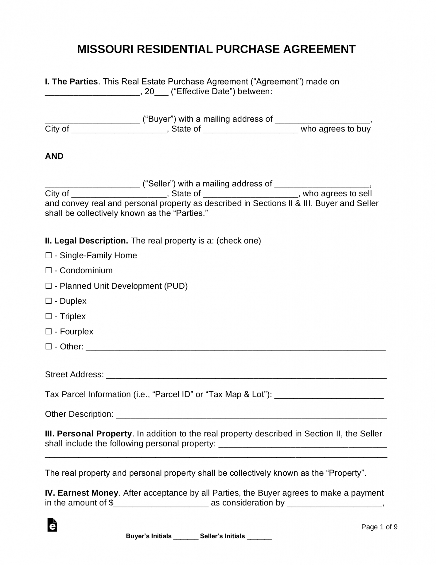 Free Owner Financing Mortgage Contract Template Excel