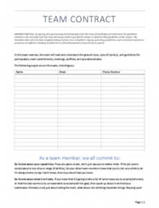 Group Project Contract Template Doc Sample