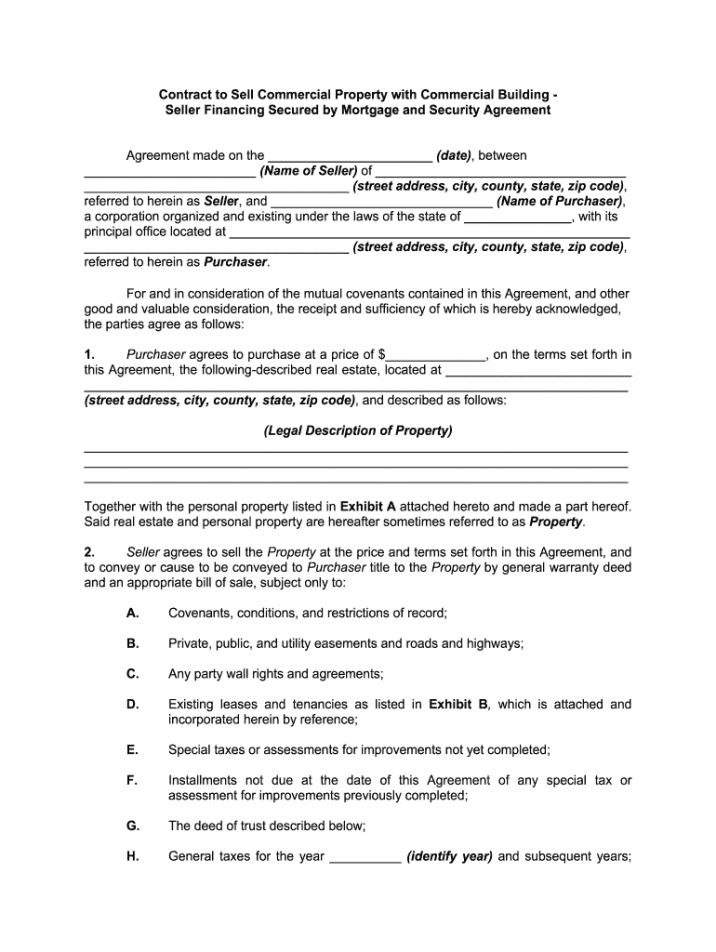 Owner Financing Mortgage Contract Template Pdf Example