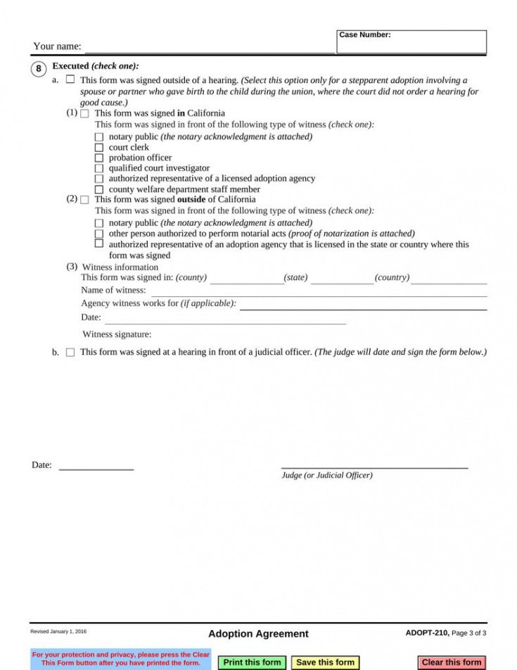 Printable Adoption Contract Template Excel Sample