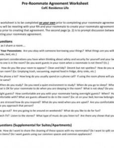 Professional College Roommate Contract Template  Example