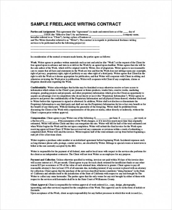 Professional Copywriting Contract Template Sample Steemfriends