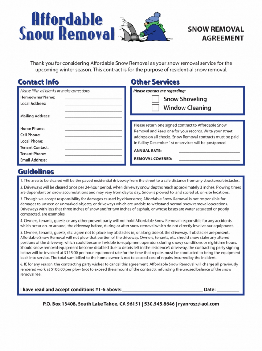 Tree Service Contract Template Excel Sample