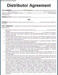 Best Distribution Contract Template Pdf Sample