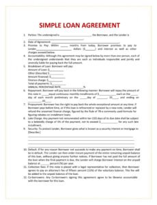 Costum Loan Agreement Contract Template Pdf Sample