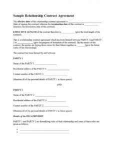 Costum Love Relationship Contract Template Doc Example