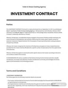 Editable Real Estate Investment Contract Template Word Sample