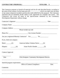 Free Bid Contract Template  Sample