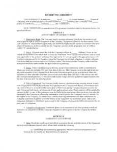 Free Distribution Contract Template Pdf Example