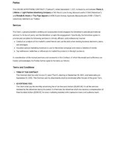 Promotion Contract Template Doc Example