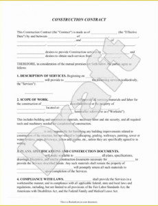 Editable Home Construction Contract Template Doc