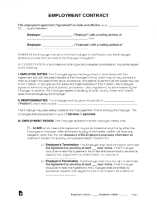 Free Draft Employment Contract Template Doc Sample