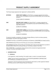 Free Food Supplier Contract Template Pdf