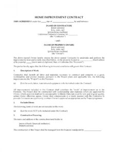 Free Home Construction Contract Template Word Sample