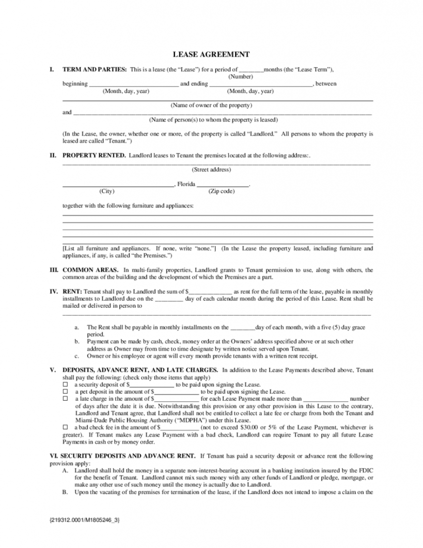 Free Renters Agreement Contract Template Word Sample