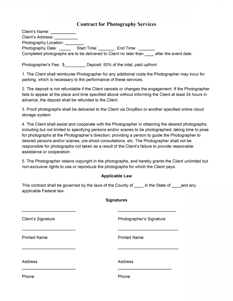 Free Simple Photography Contract Template Doc Steemfriends Free Simple Photography Contract Template Doc Steemfriends