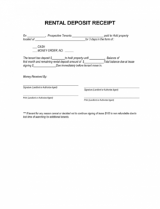 Non Refundable Deposit Contract Template Excel