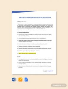 Printable Ambassador Contract Template Excel Sample