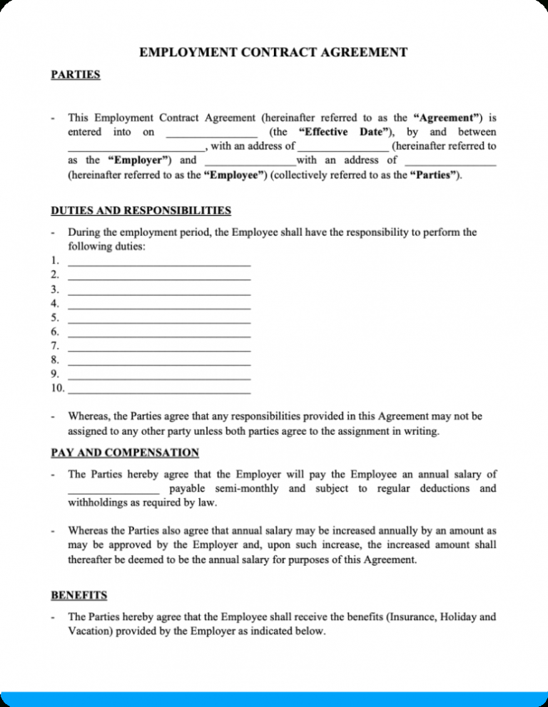 Printable Contract Labor Agreement Template PDF Example | Steemfriends