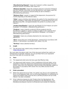 Printable Contract Manufacturing Agreement Template Word Example