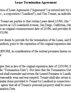 Printable Contract Termination Clause Template Excel Sample