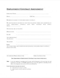 Printable Draft Employment Contract Template