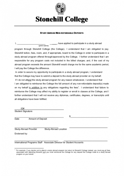 Professional Non Refundable Deposit Contract Template Doc Example