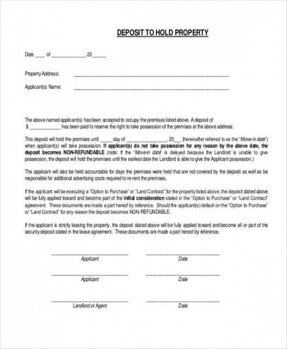 Professional Non Refundable Deposit Contract Template Pdf