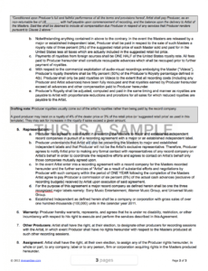 Professional Record Label Artist Contract Template Word Sample