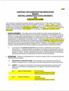 Construction Remodeling Contract Template Pdf Example