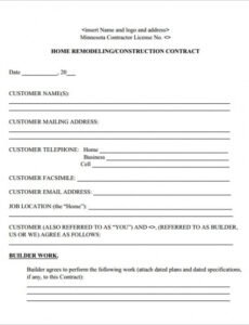 Costum Construction Remodeling Contract Template Doc