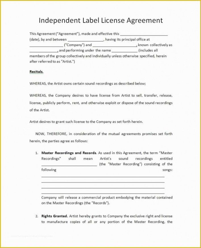 Record Deal Contract Template