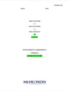 Editable Investor Contract For Small Business Template Word