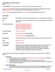 Editable Record Deal Contract Template Doc Example